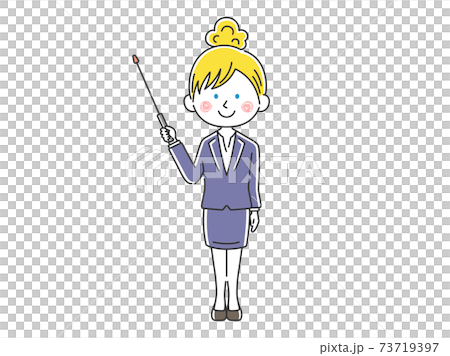Illustration of a white female instructor explaining using a pointer Illustration of a white female instructor explaining using a pointer 73719397