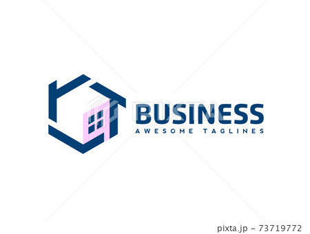 cube box 3d house Architecture and building construction logo for personal branding or company logo	 73719772