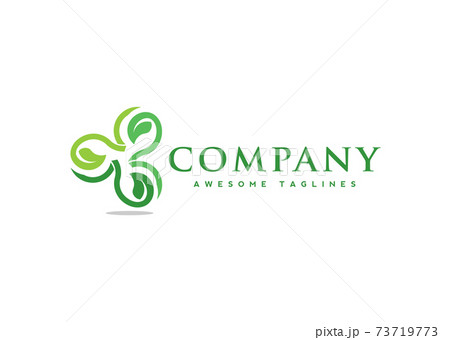 Green leaf circle logo design template. Nature herbal organic leaf	 73719773