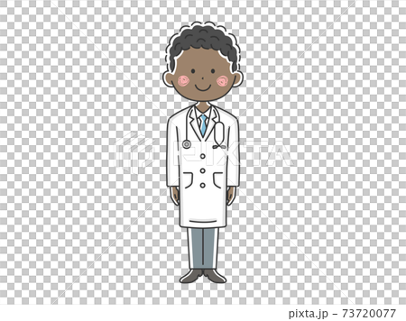 白衣を着た黒人男性医師のイラストのイラスト素材