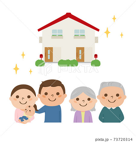 二世帯住宅のイラスト 親と住む二世帯住宅を考えてる若い夫婦 のイラスト素材 二世帯住宅のイラスト 親と住む二世帯住宅を考えてる若い夫婦 のイラスト素材