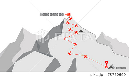 登山 登頂ルートイメージ素材 白背景イラストのイラスト素材