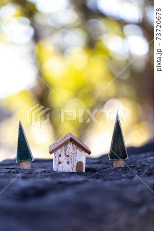 木漏れ日バックの木製のかわいいおうち 木漏れ日バックの木製のかわいいおうち 73720678