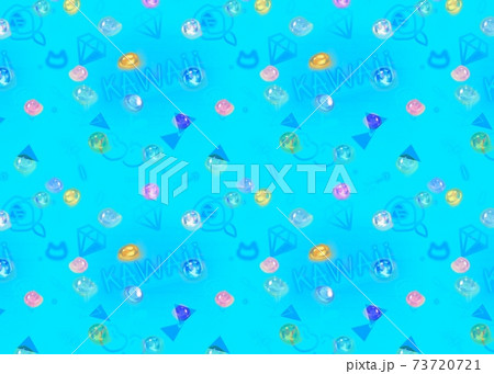 夢かわいいダイアモンドとチェリーと薔薇のパターンイラストのイラスト素材