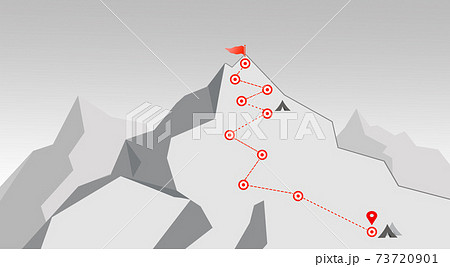 登山 登頂ルートイメージ素材 白背景イラストのイラスト素材