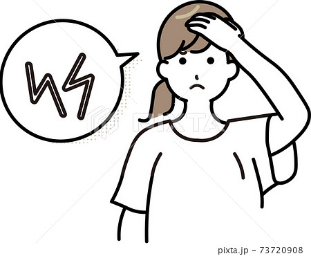頭が痛い女性 頭が痛い女性 73720908