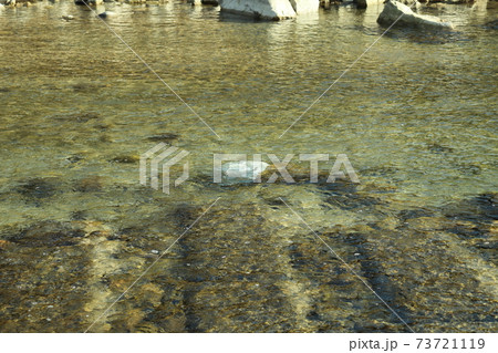 晴れた日に川の水がぬるむ。 73721119