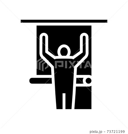 repair man gluing wallpaper on wall glyph icon vector illustration 73721199