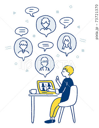 リモートワークのイラスト 73721370