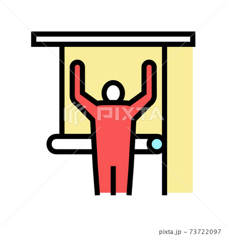 repair man gluing wallpaper on wall color icon vector illustration 73722097
