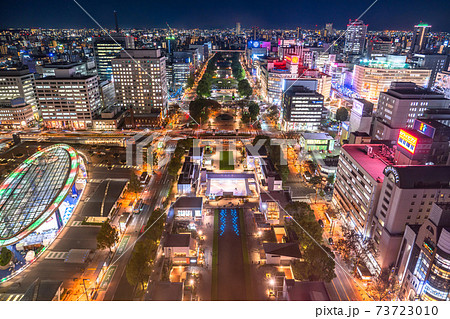 《愛知県》名古屋都市夜景・栄の街並み 73723010