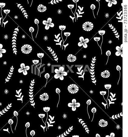 北欧風の植物のシームレスパターンのイラスト素材