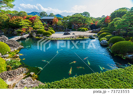 絶景 日本の至宝 日本一の日本庭園 鳥取県安来市の写真素材