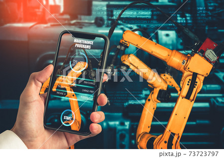 Engineer controls robotic arms by augmented reality industry technology 73723797