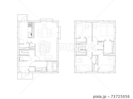 建築設計図　間取図　平面図　住宅　二階建 テレワークスペース 73725056