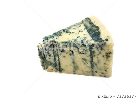 Cheese with mildew on a white background. Gorgonzola cheese close-up isolated on a white background. 73726377