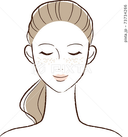 肌トラブルを抱える女性のイラストのイラスト素材