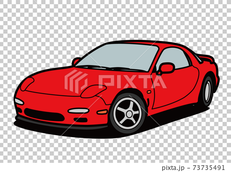 国産絶版スポーツカー 赤色 自動車イラストのイラスト素材