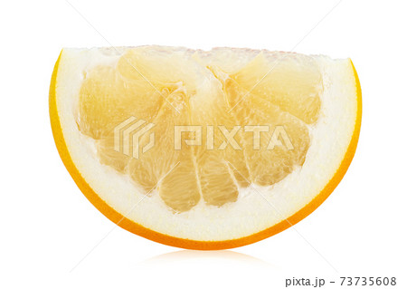 Fresh piece pomelo citrus fruit  isolated on white background. 73735608