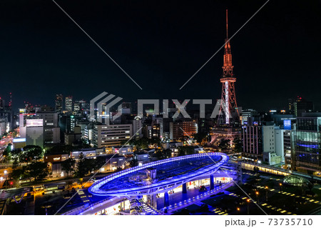 愛知県名古屋市 栄・名古屋テレビ塔の夜景 愛知芸術文化センターから 愛知県名古屋市 栄・名古屋テレビ塔の夜景 愛知芸術文化センターから 73735710