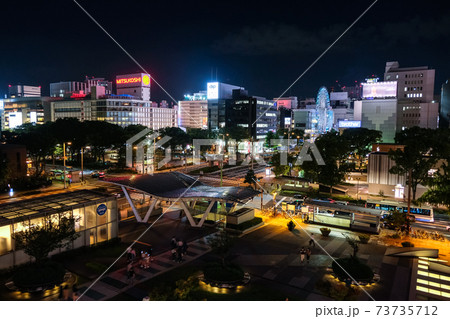 愛知県名古屋市 夜の栄 オアシス21からの写真素材 愛知県名古屋市 夜の栄 オアシス21からの写真素材