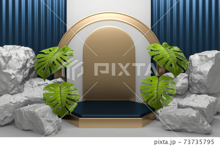 White Rock stones on podium geometric for Product presentation. 3D rendering 73735795