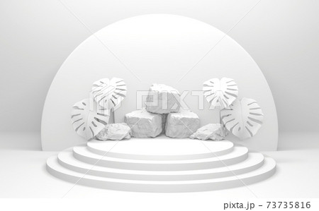 White abstract on podium geometric for Product presentation. 3D rendering White abstract on podium geometric for Product presentation. 3D rendering 73735816