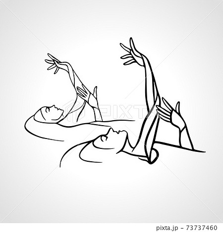 Synchronized swimming. Sport team line art vector illustration Synchronized swimming. Sport team line art vector illustration 73737460