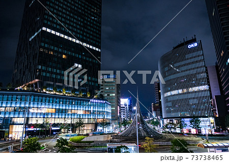 愛知県名古屋市 夜の名古屋駅前 桜通口の写真素材 愛知県名古屋市 夜の名古屋駅前 桜通口の写真素材