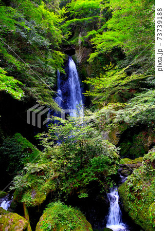 長沢の滝・恋愛成就の名瀑、ハート型の穴から流れ落ちる美しい滝・四国カルスト・高知県(2) 長沢の滝・恋愛成就の名瀑、ハート型の穴から流れ落ちる美しい滝・四国カルスト・高知県(2) 73739188