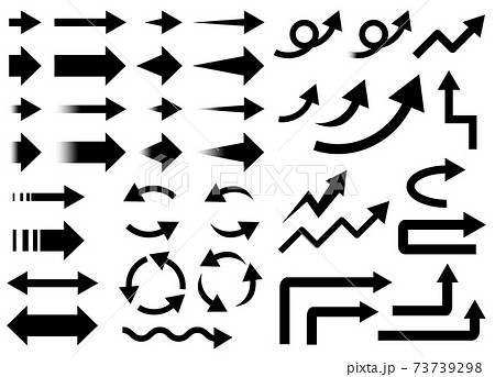 矢印のアイコンセット モノクロイラストのベクター素材のイラスト素材