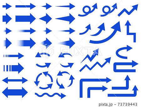 ベクター素材 ブルー矢印のアイコンセットのイラスト素材