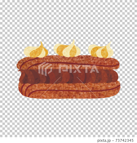 クリームたっぷりチョコレートエクレア_色鉛筆手描きタッチ クリームたっぷりチョコレートエクレア_色鉛筆手描きタッチ 73742345