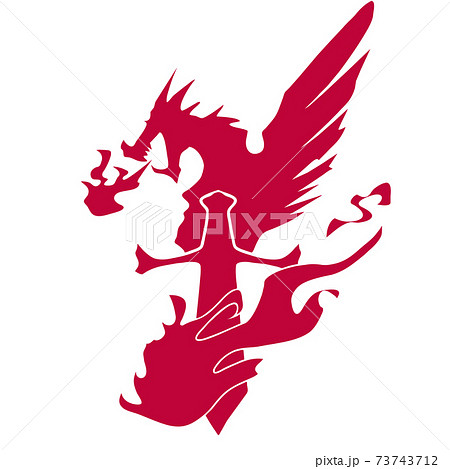 ドラゴン紋章redのイラスト素材