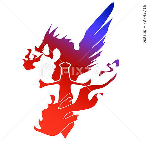 ドラゴン紋章グラデのイラスト素材