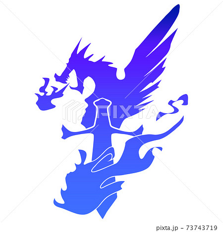 ドラゴン紋章 ブルーグラデのイラスト素材