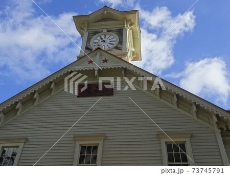 札幌市時計台の外観 北海道札幌市中央区の観光スポットの写真素材