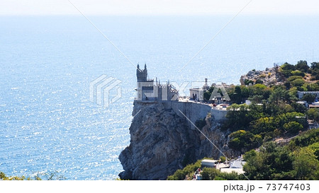 Swallow Nest castle on the rock over the Black Sea. Gaspra. Crimea. 73747403
