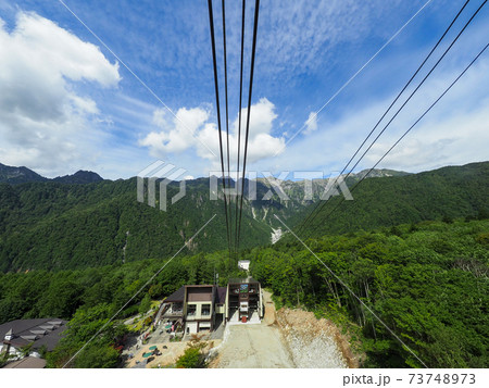 新穂高ロープウェイ ゴンドラから見下ろす風景 73748973