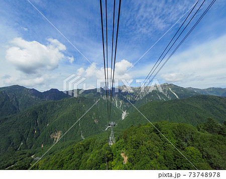 新穂高ロープウェイ ゴンドラから見下ろす風景 73748978