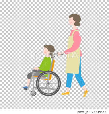 車椅子に乗る女の子のイラスト素材