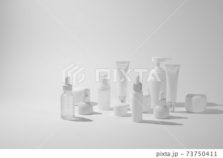 cosmetic and skin care package on white background with shadow. modern and minimal beauty product design. 73750411