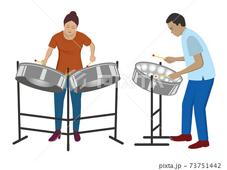 スティールパンで演奏する男女のイラスト素材 [73751442] - PIXTA