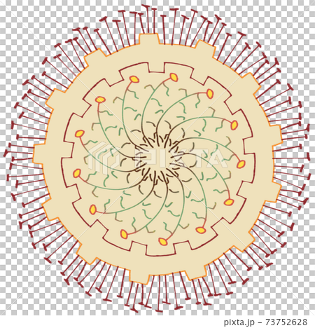 赤色のスパイク状の突起の付いたウイルスやバイキンのイメージ素材 赤色のスパイク状の突起の付いたウイルスやバイキンのイメージ素材 73752628