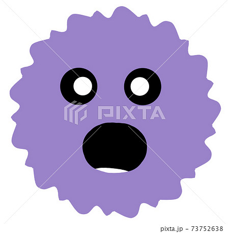 紫色の表情のあるウイルスや埃のイメージ素材のイラスト素材