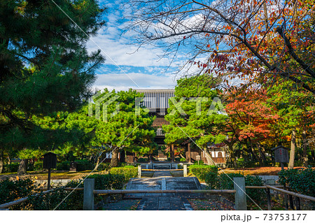 京都　建仁寺の三門と紅葉　　　 73753177