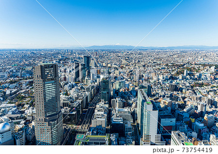 「東京都」渋谷スクランブルスクエア展望台から見る街並み 「東京都」渋谷スクランブルスクエア展望台から見る街並み 73754419