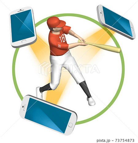 5G　高速かつ大容量ネットワークで変わるスポーツ観戦の世界のイラスト　（バリエーションあり） 73754873