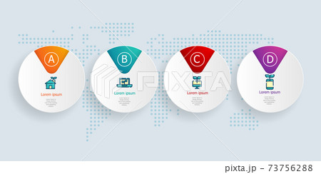 abstract horizontal timeline infographics 4 steps with world map for business and presentation 73756288