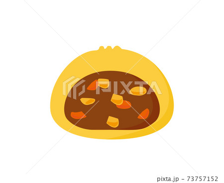 中華まんのベクターイラスト　カレーまん　 73757152